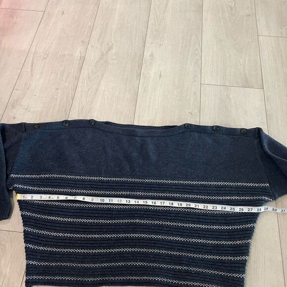 PrAna Phono Sweater Wool Blend Boatneck Drop Shoulder Oversized Nautical size XL - Picture 3 of 11